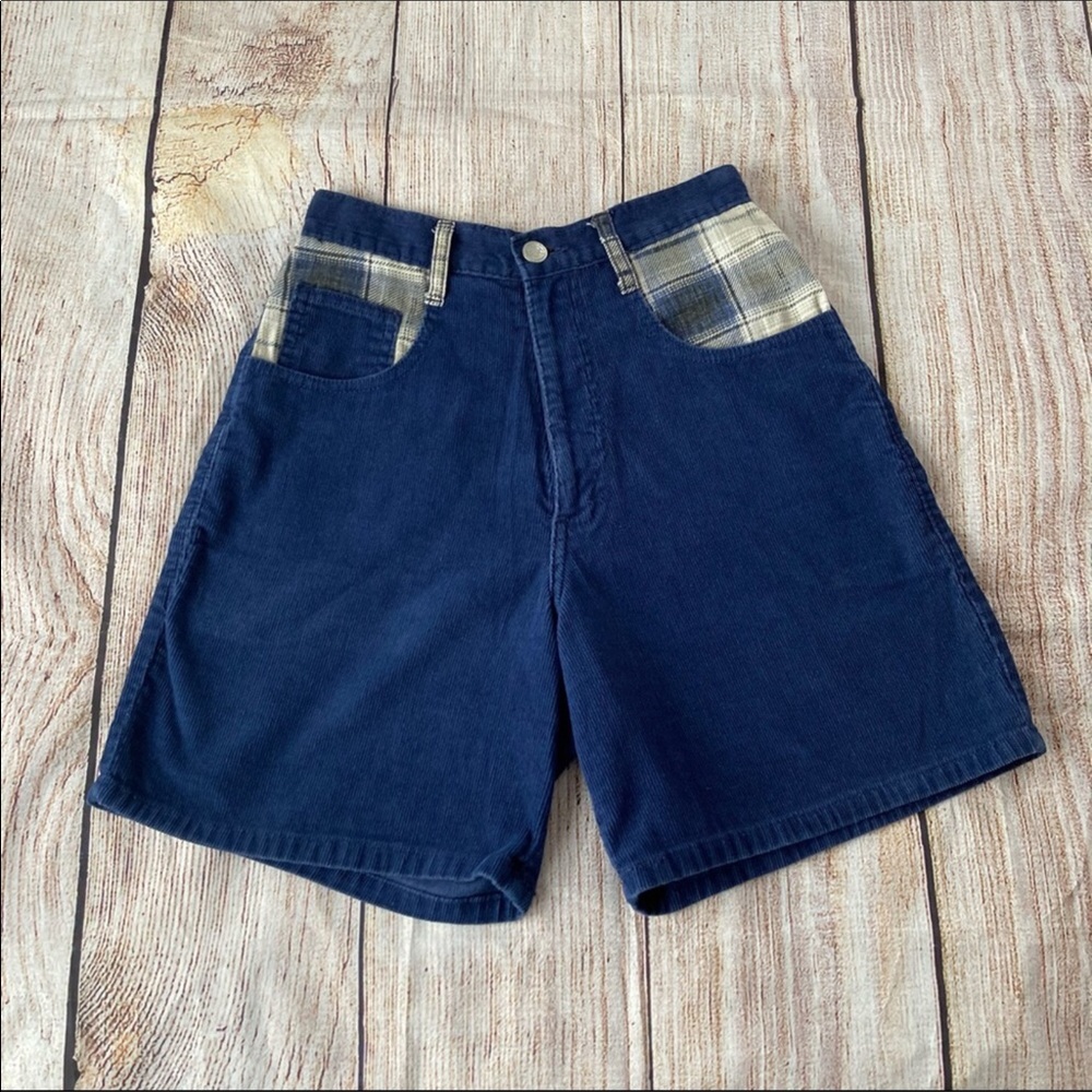 Vintage 90s Corduroy plaid Patchwork Shorts